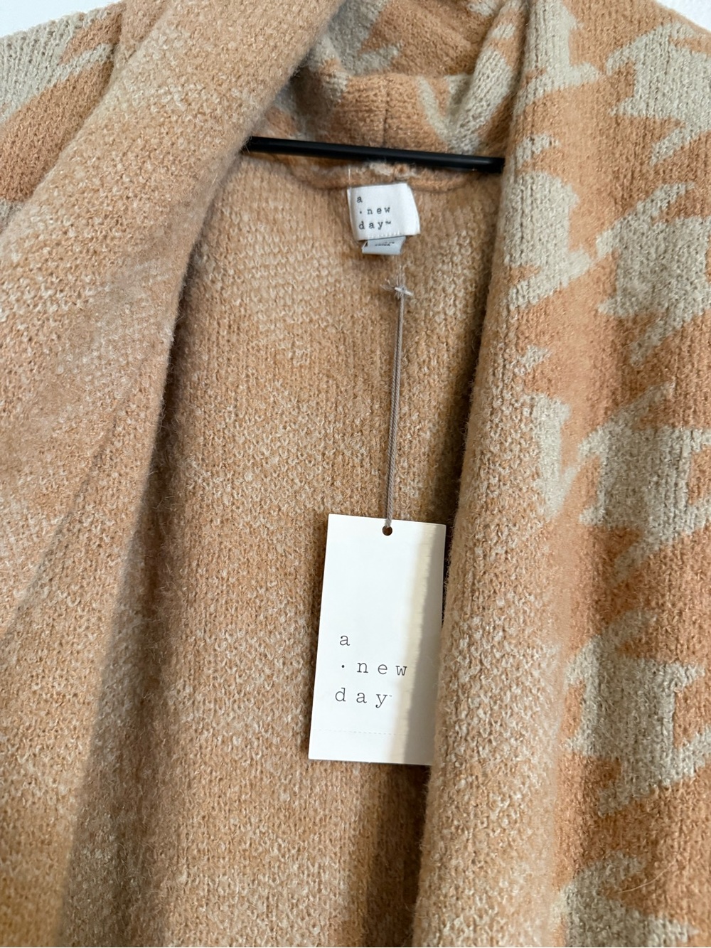 a new day Camel and Cream Houndstooth Open Cardigan Sweater - Picture 5 of 7